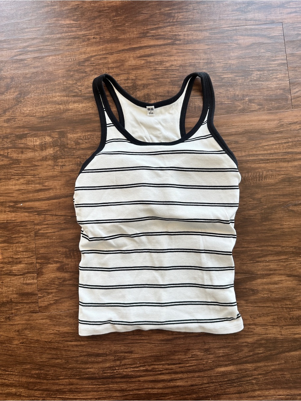 Uniqlo striped tank top with built in shelf bra